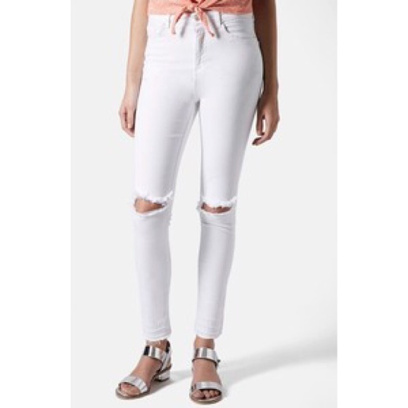 Topshop Denim - 💋 Topshop Moto Leigh White Distressed Skinny Jean
